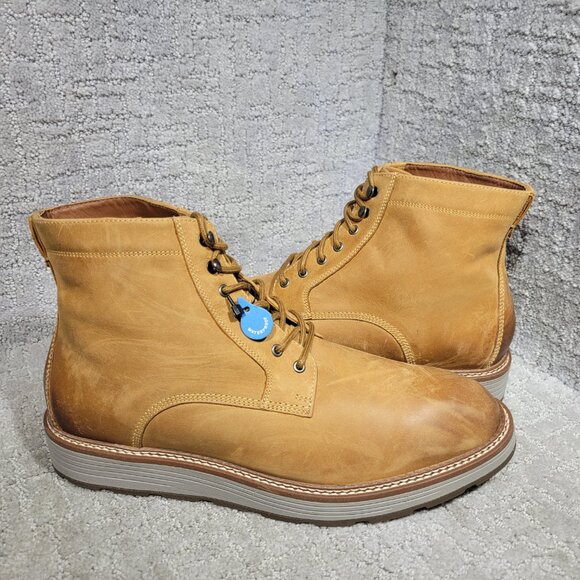 Johnston & Murphy Upton Lug Plain Toe Size US10 Light Tan Oiled Full Grain Boots - Picture 6 of 11